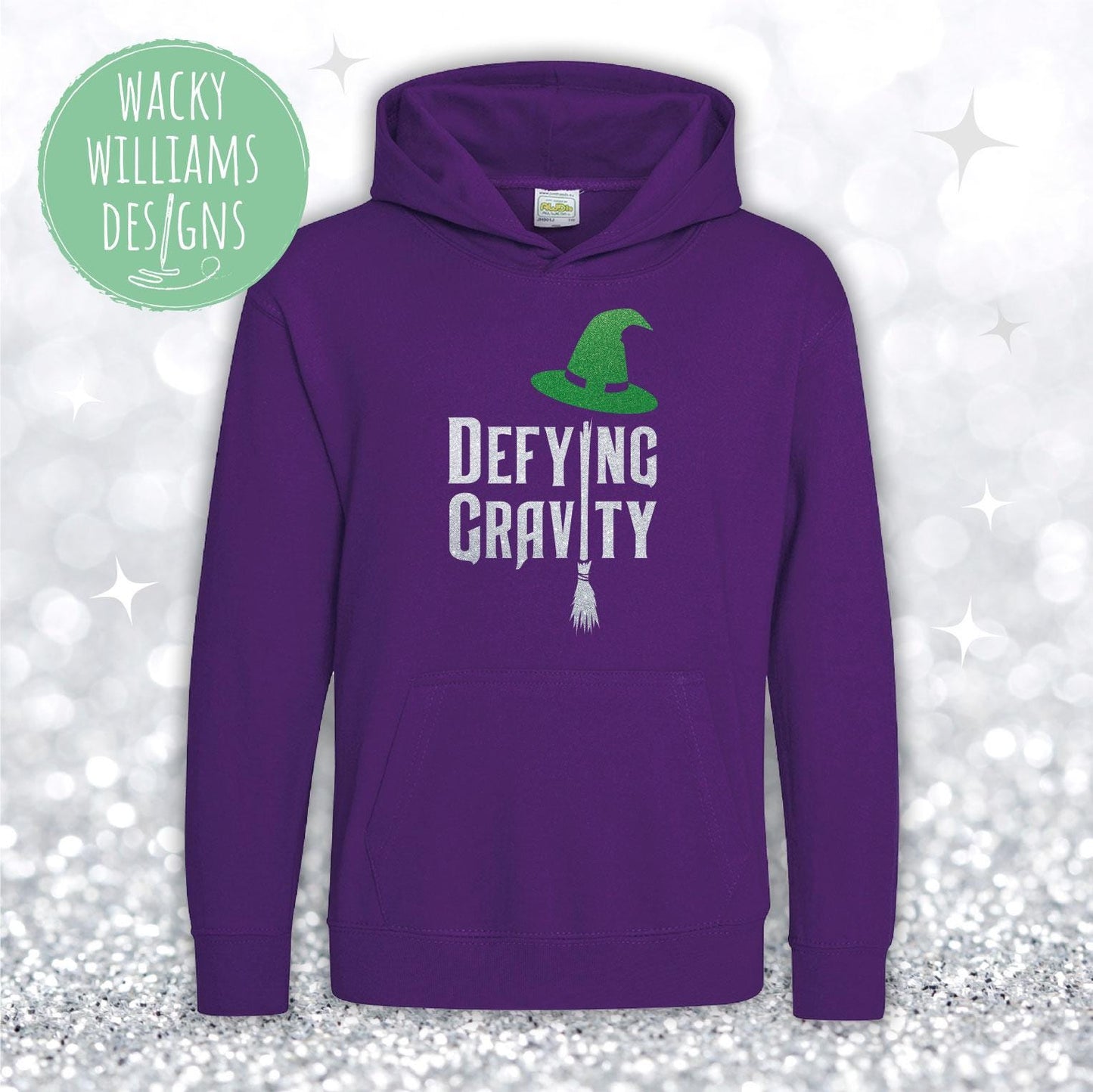 Defying gravity - Wicked Glitter Hoodie, Wicked theatre musical hoodie