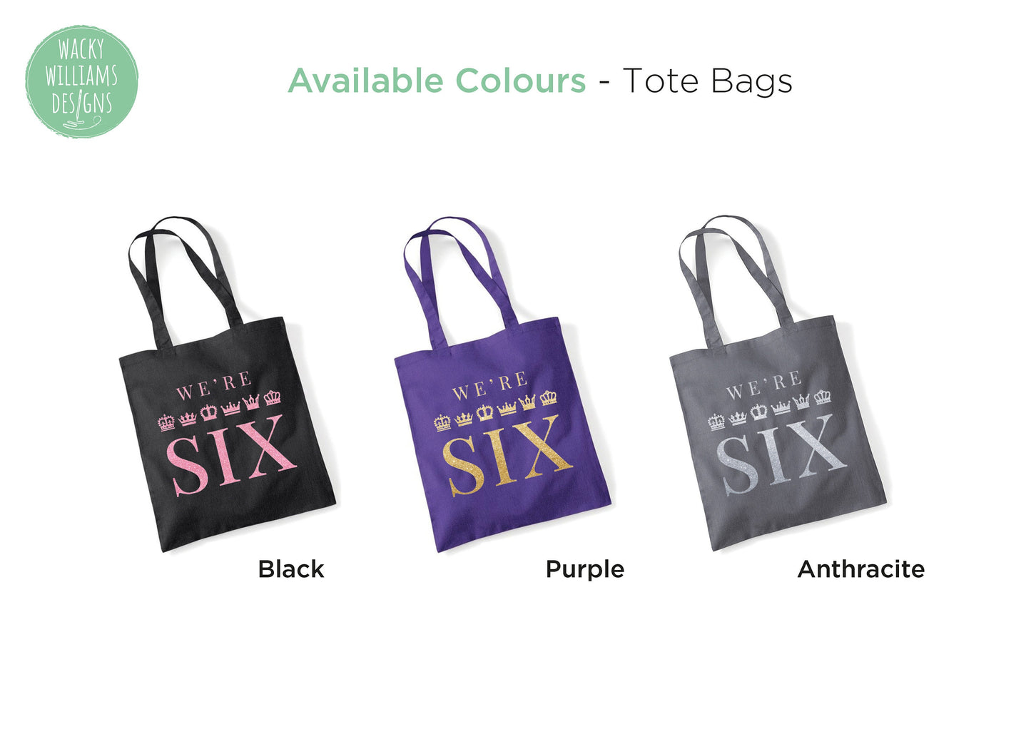 We're SIX, Glitter Six Musical Theatre Tote Bag