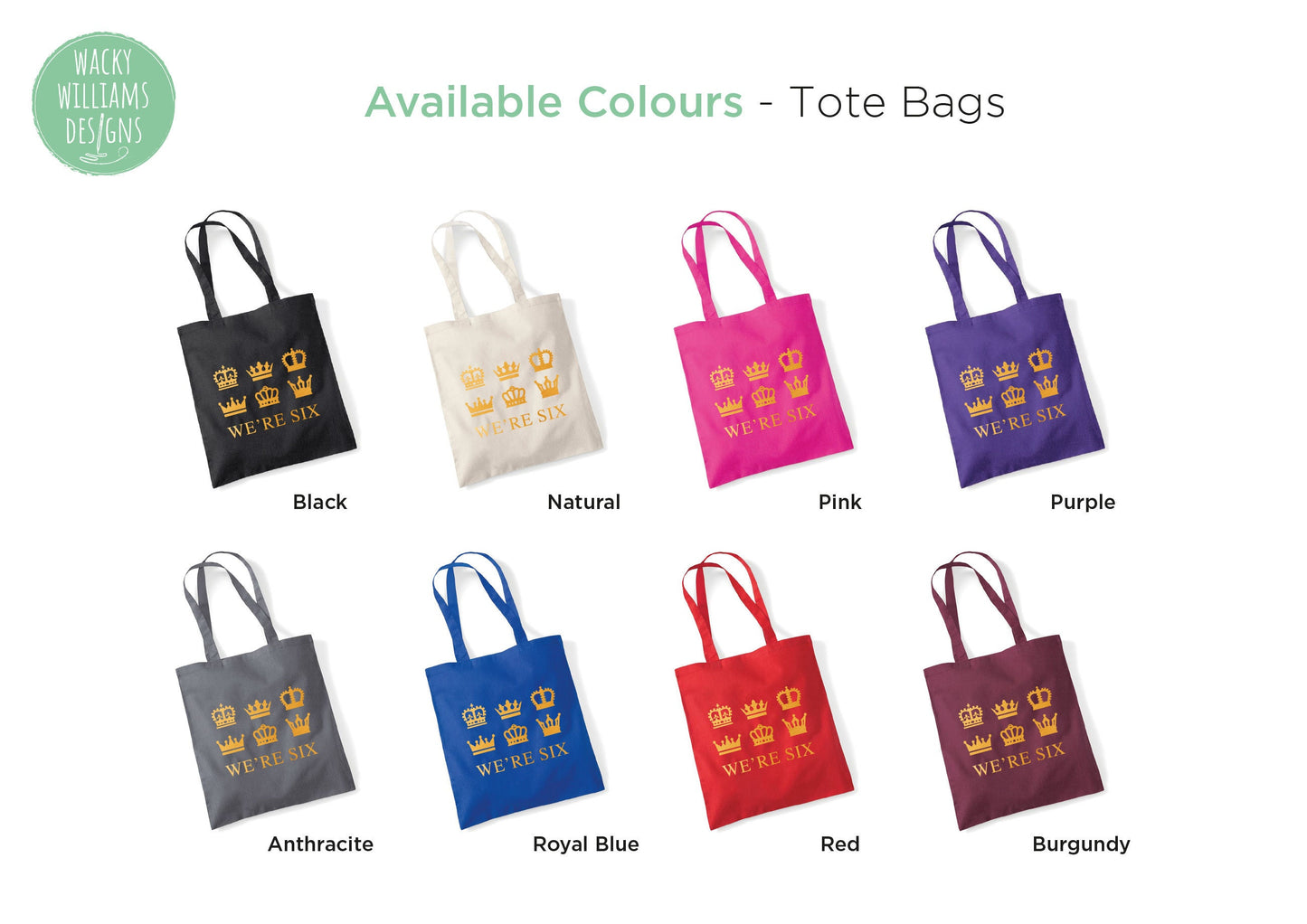 We're SIX, Crowns, Six Musical Theatre Tote Bag, Six Bag Gold