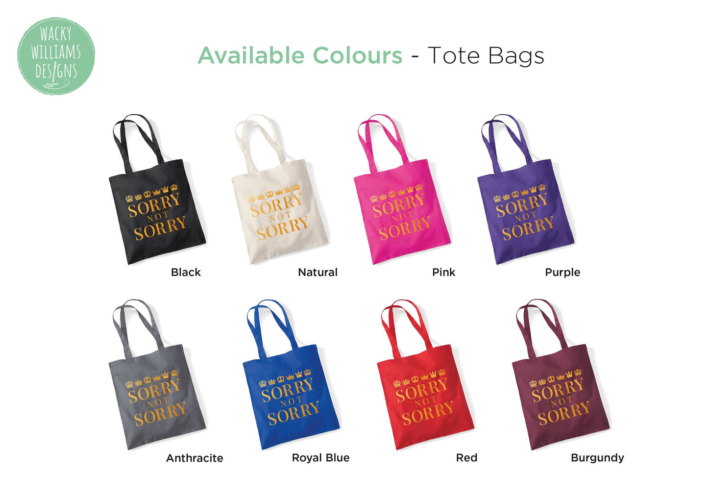 SIX Musical TOTE BAG, Sorry Not Sorry, Gold, Musical Theatre Tote Bag