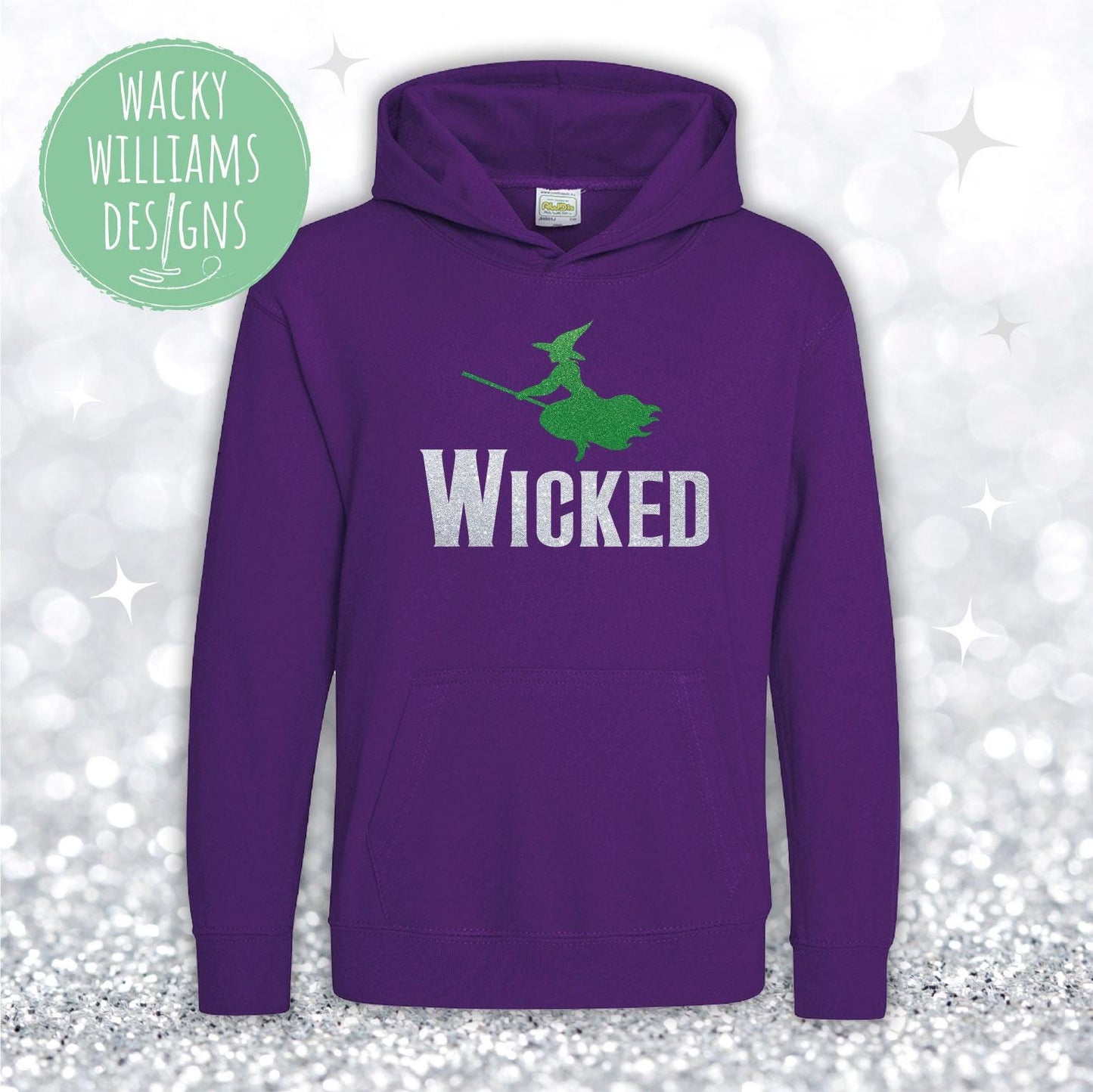 Glitter Wicked Witch Kids Hoodie: Musical Theatre Gift