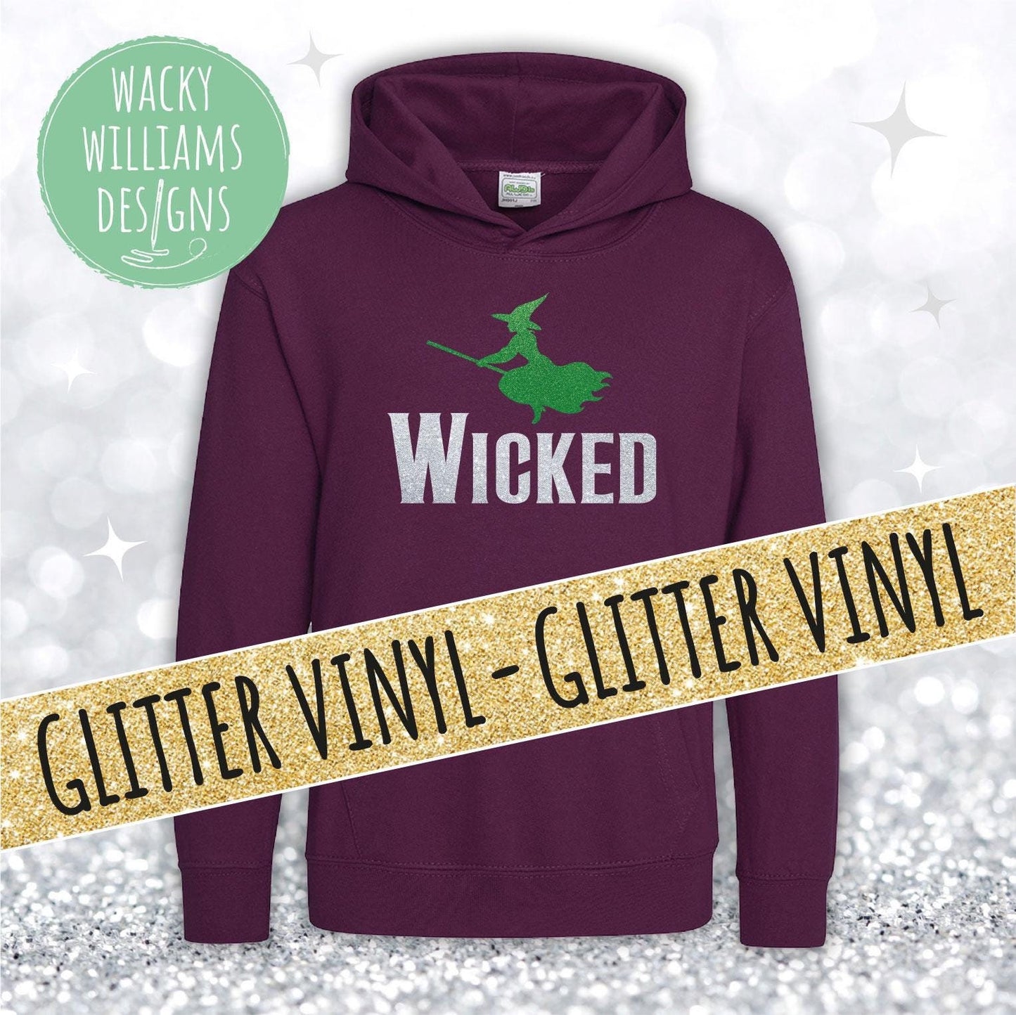 Glitter Wicked Witch Kids Hoodie: Musical Theatre Gift