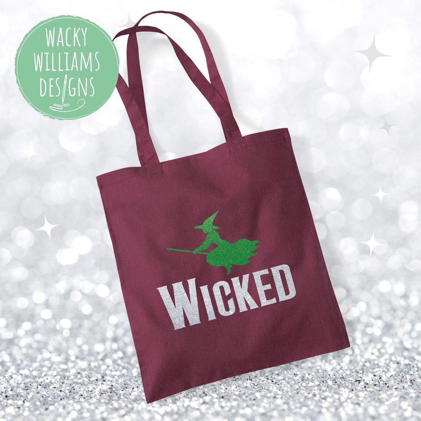 Wicked Witch Glitter Tote bag, Wicked theatre musical tote bag