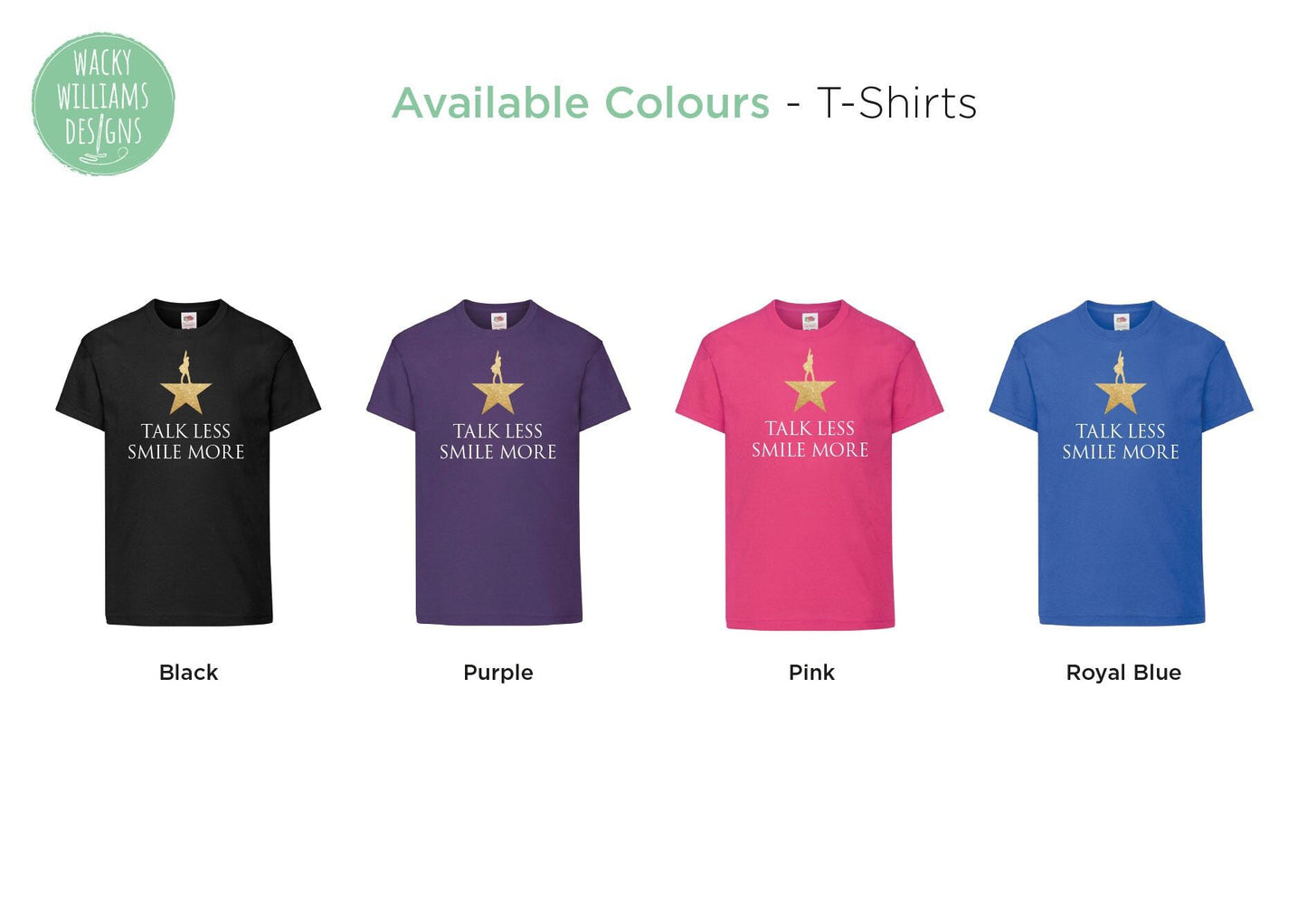 Hamilton T-Shirt: Glitter "Talk Less Smile More" Musical Tee