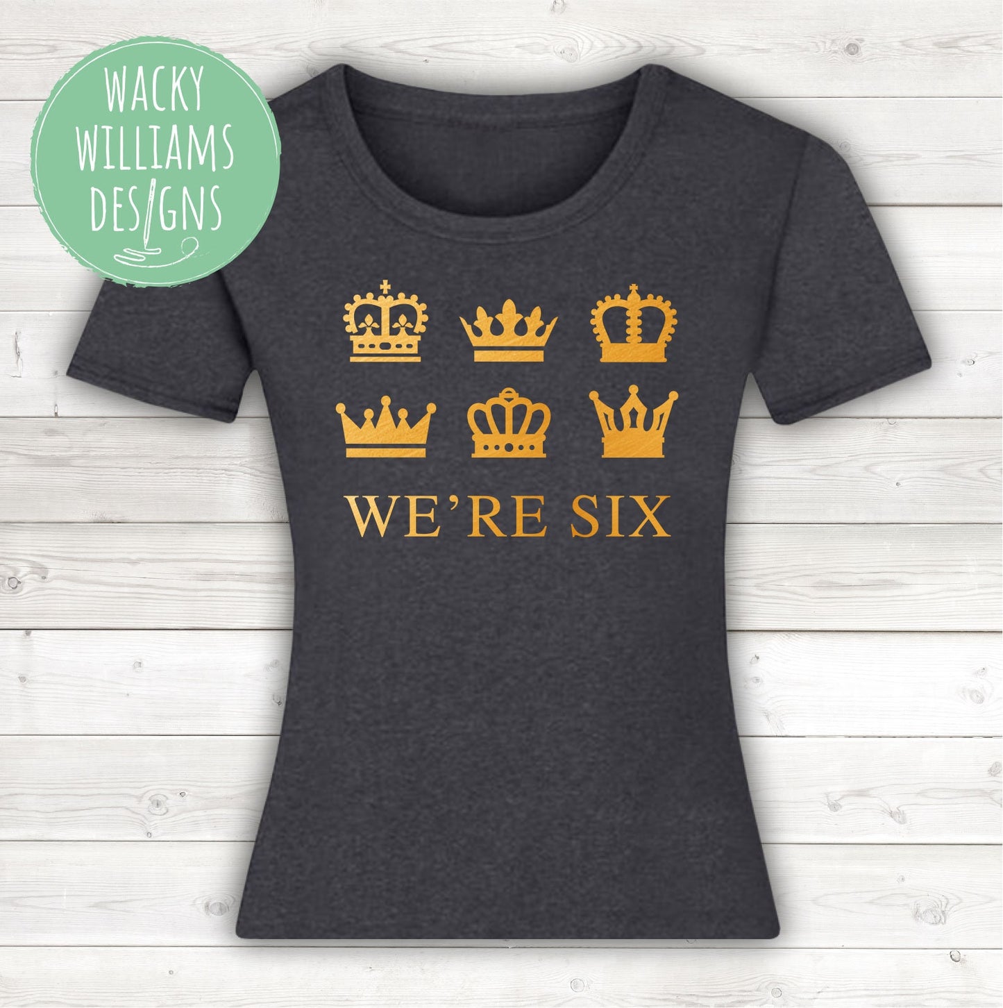 SIX Musical Ladies fitted T-Shirt gold - We're Six crowns