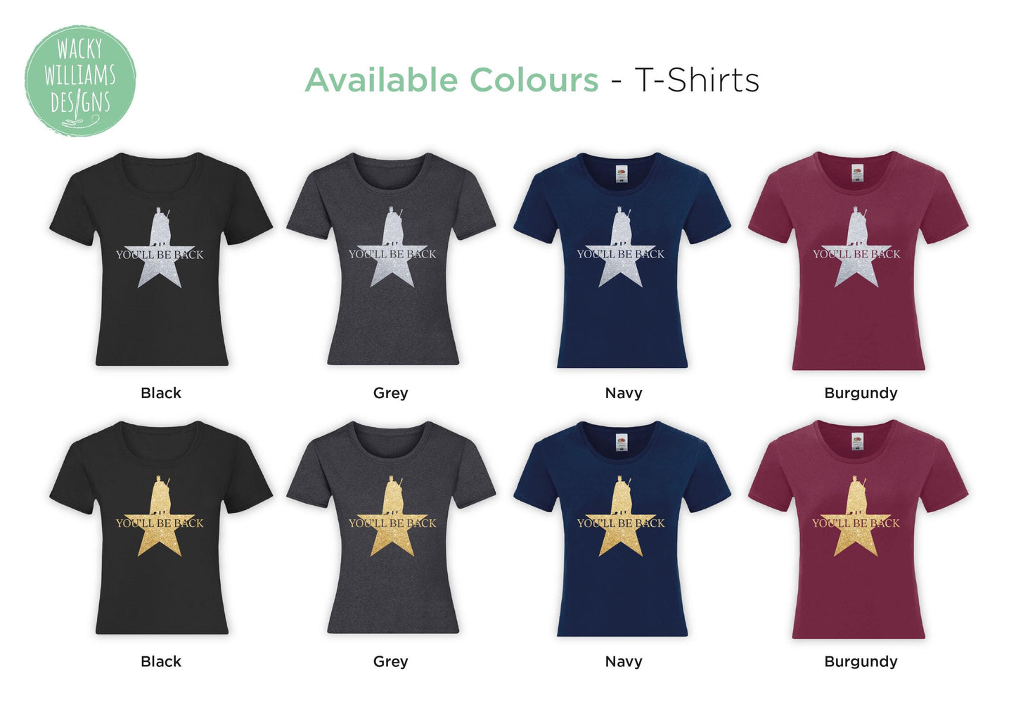 Hamilton Ladies fitted t-shirt - Glitter You'll be back - Hamilton musical t-shirt