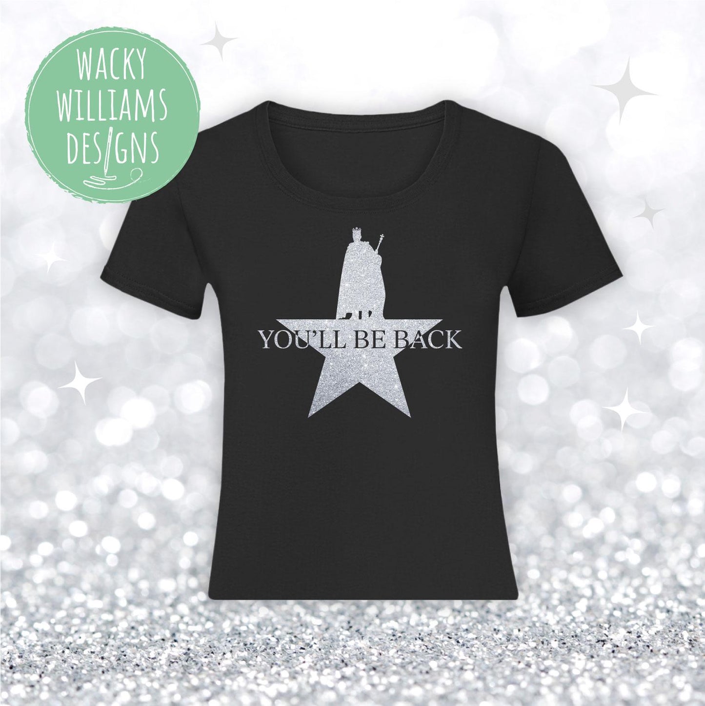 Hamilton Ladies fitted t-shirt Glitter You'll be back Hamilton