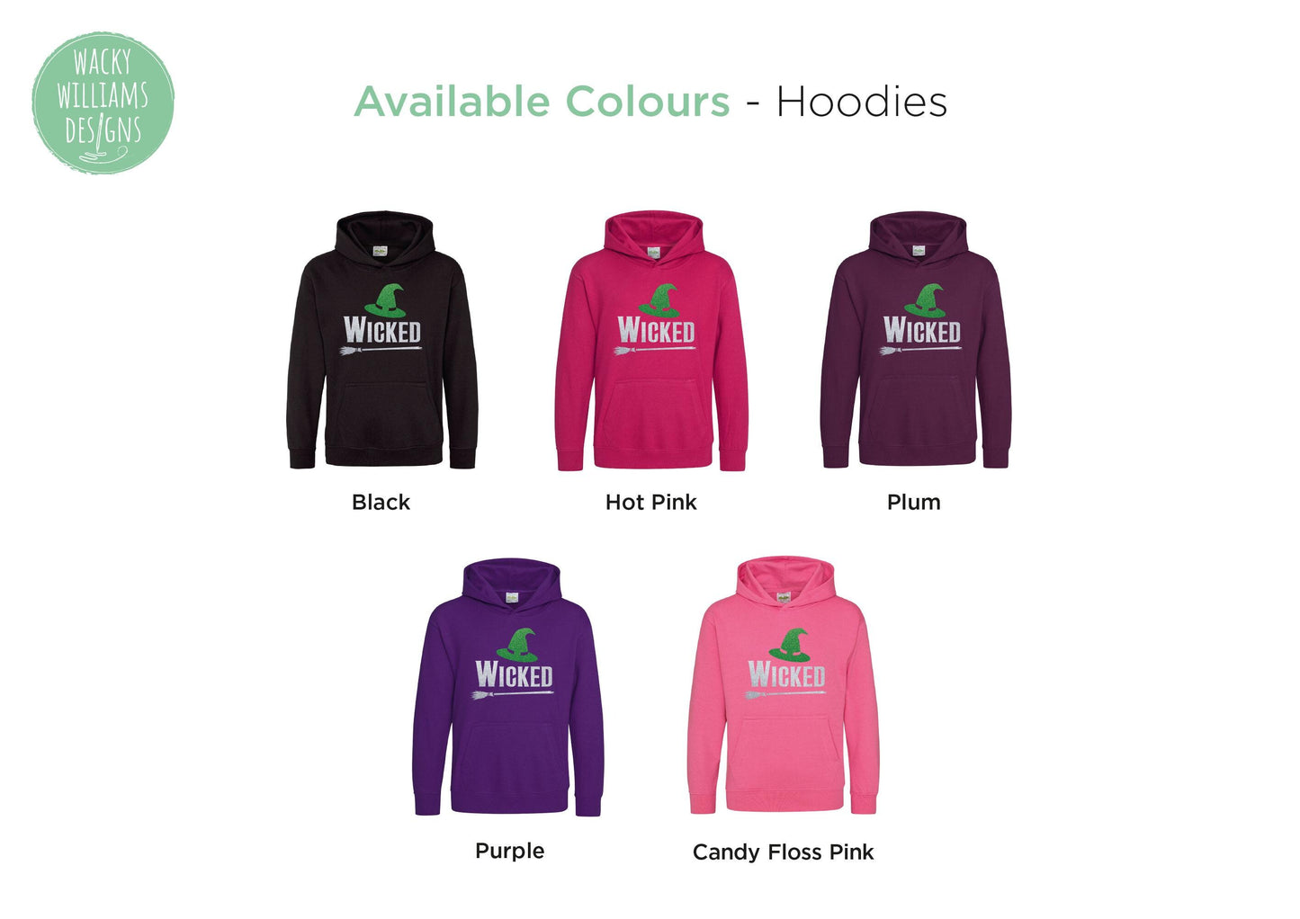 Wicked Glitter Hoodie, Wicked theatre musical hoodie