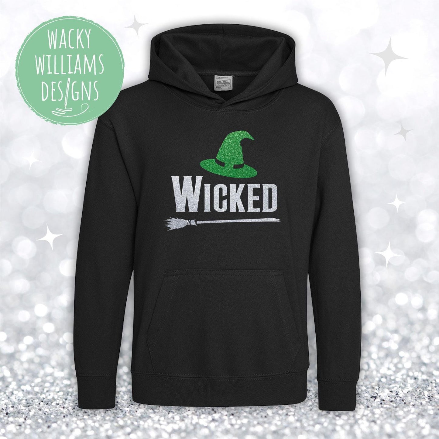 Wicked Glitter Hoodie, Wicked theatre musical hoodie