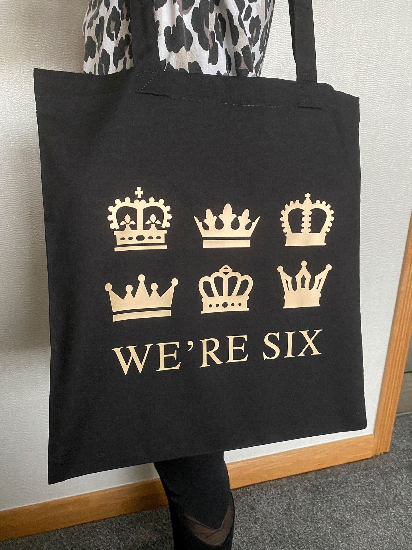 We're SIX, Crowns, Six Musical Theatre Tote Bag, Six Bag Gold