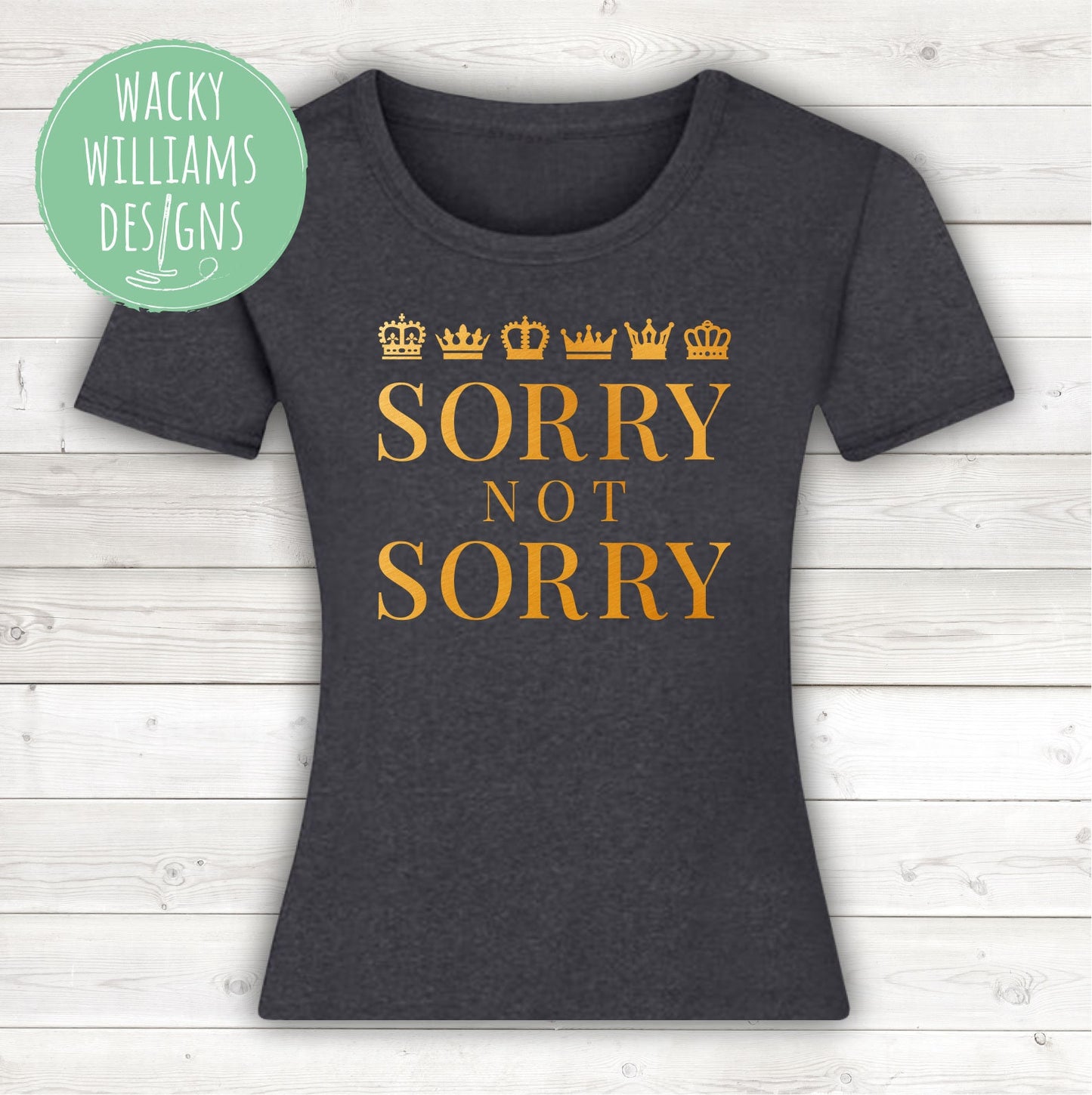 SIX Musical Ladies fitted T-Shirt gold - Sorry not sorry