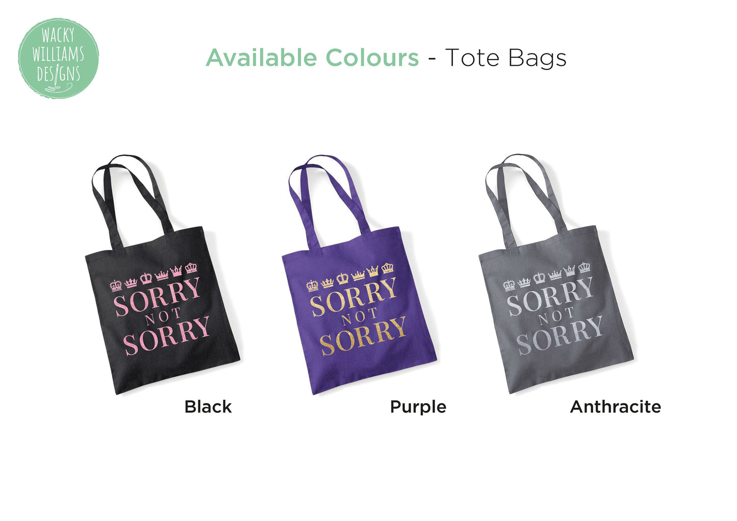 SIX Musical TOTE BAG, Glitter Sorry Not Sorry, Musical Theatre Tote Bag