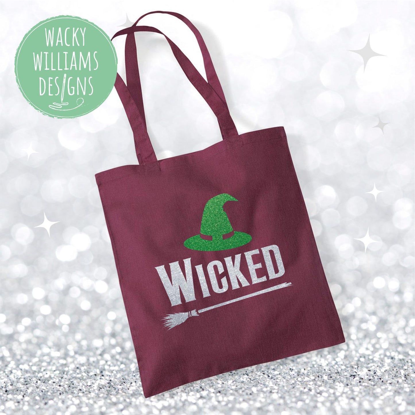 Wicked Glitter Tote bag, Wicked theatre musical tote bag