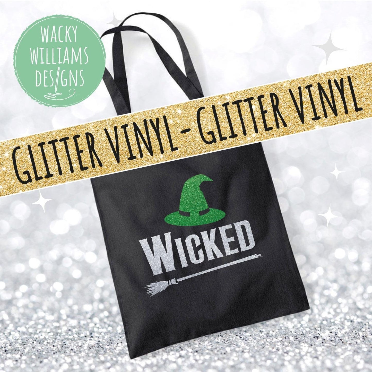 Wicked Glitter Tote bag, Wicked theatre musical tote bag